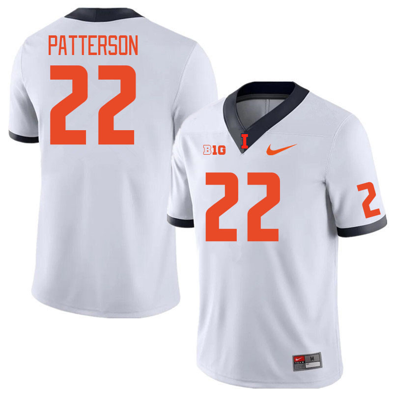 Men #22 Kaleb Patterson Illinois Fighting Illini College Football Jerseys Stitched Sale-White